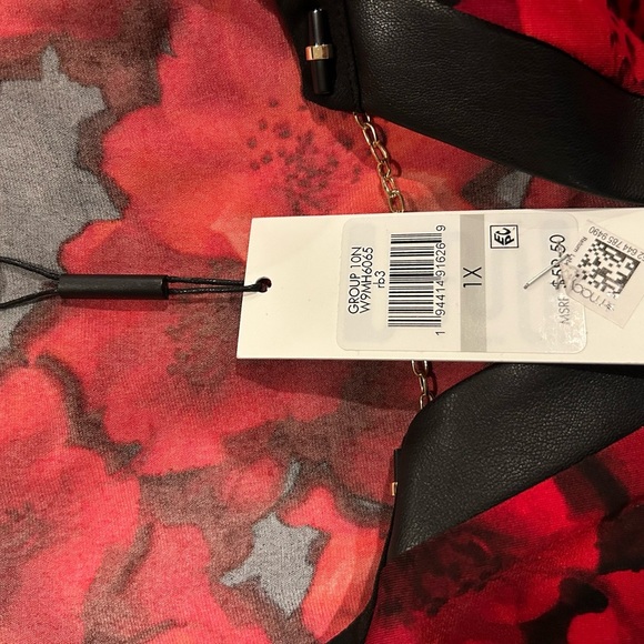 Calvin Klein Red Floral Blouse - Picture 8 of 8